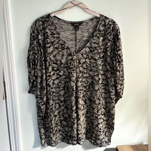 Simply Vera Vera Wang Black and Gray Blouse Size XL